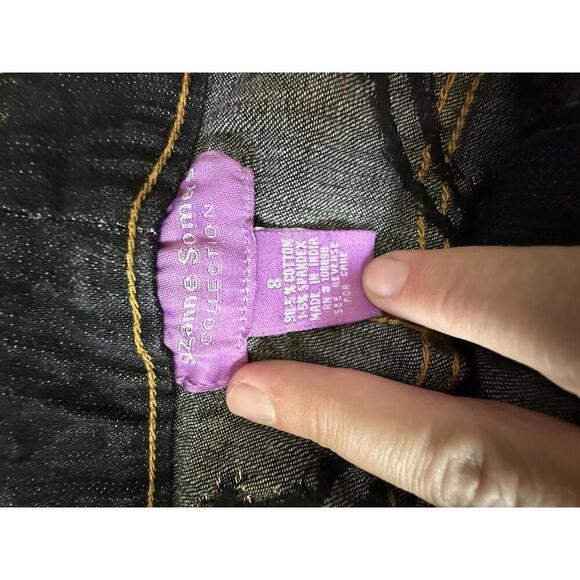 Suzanne Somers Collection Black Jeans – Size 8 – Red Rose Embroidery Y2K vibes - Picture 3 of 6